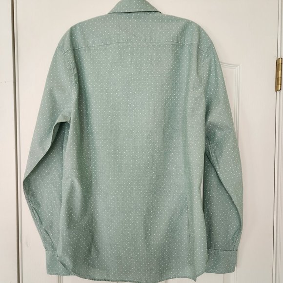 Bonobos Men's LG Tailored Fit Long Slv Button Front Shirt Polka Dot Mint Green - Picture 6 of 10